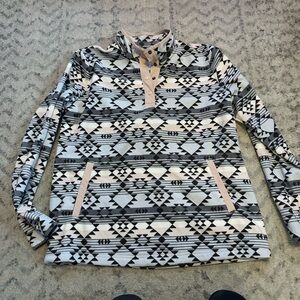 Duluth Trading Co Geometric Pattern Sweatshirt - Black, Gray, Cream